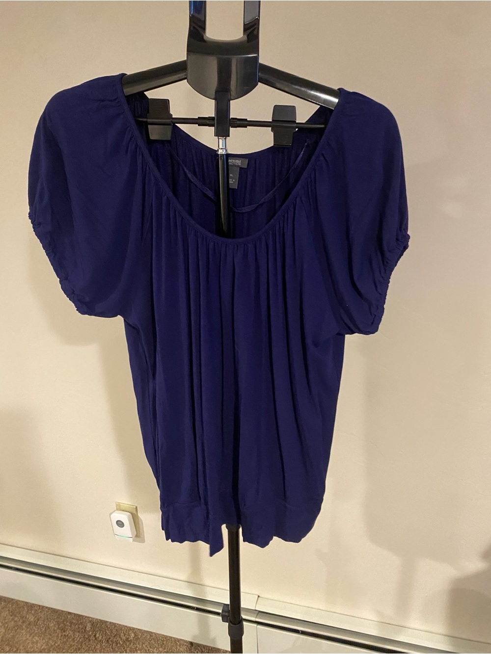 Kenneth Cole Reaction Deep Navy Scoop-Neck Short Sleeve Blouse